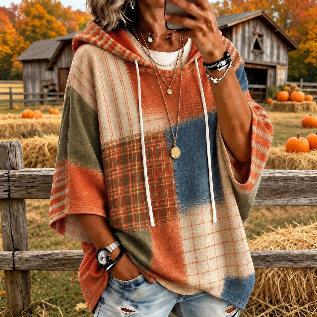 Women's Autumn Casual Warm Color-block Pattern Hoodie