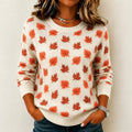 Women's Vintage Maple Leaf Pattern Cozy Knit Sweater