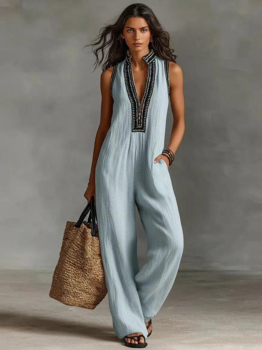 🔥Hot Sale 49% OFF 🎁Women's Sleeveless V-Neck Wide-Leg Jumpsuit