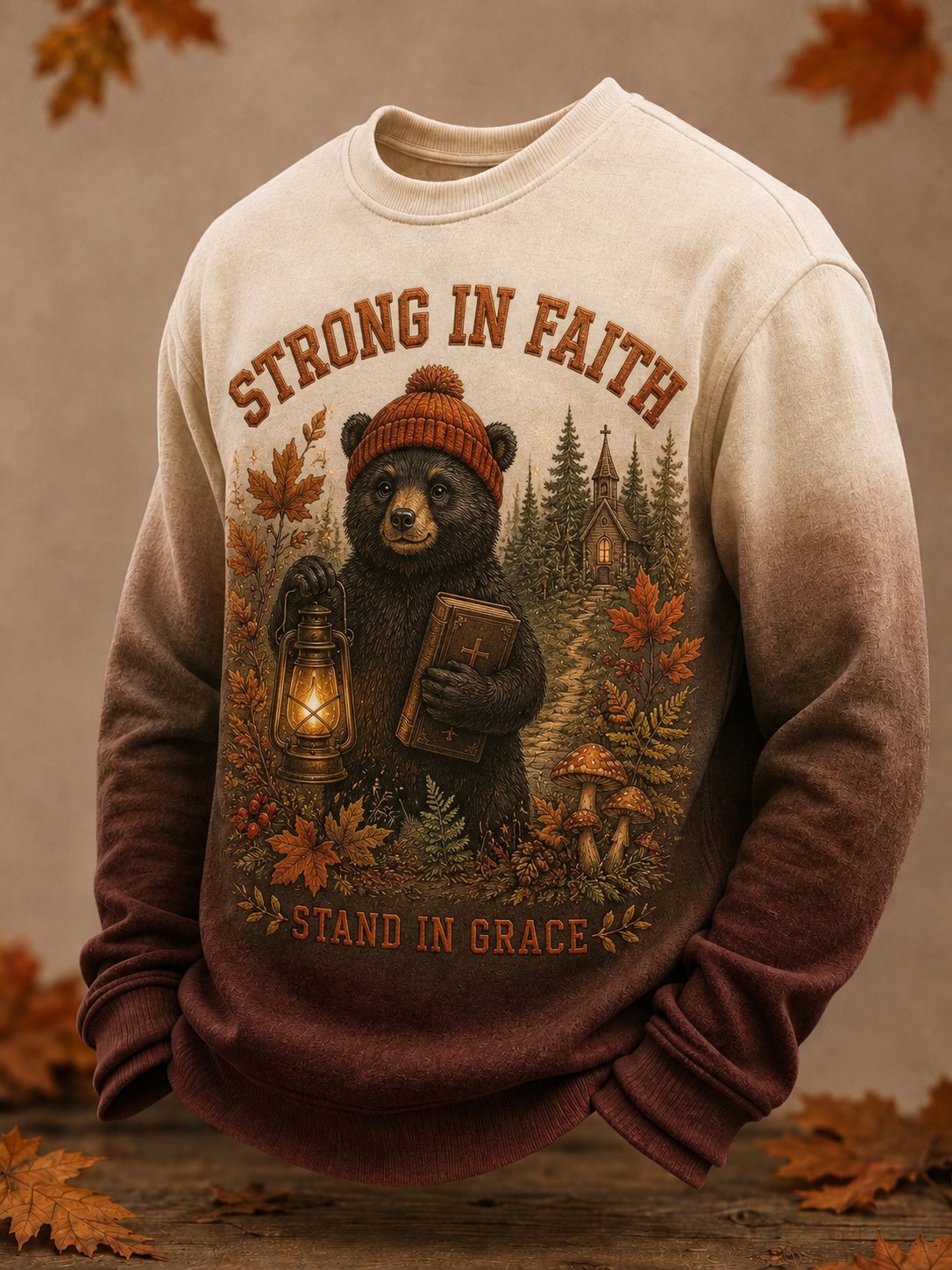 Men's Vintage Faith‐Quote Animal Graphic Print Sweatshirt