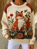 Women's Autumn Printed Long-Sleeved Knit Top