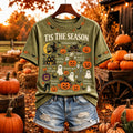 Women's Tis The Season Halloween Lights Print Short Sleeve T-shirt