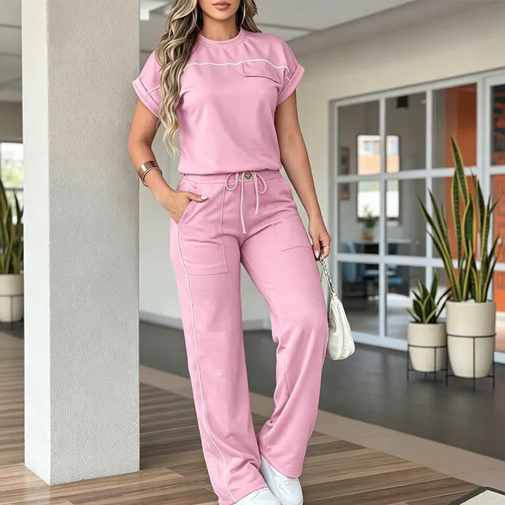 🔥LIMITED TIME 50% OFF!🔥Women's Casual Short Sleeve Top & Wide Leg Pants Set