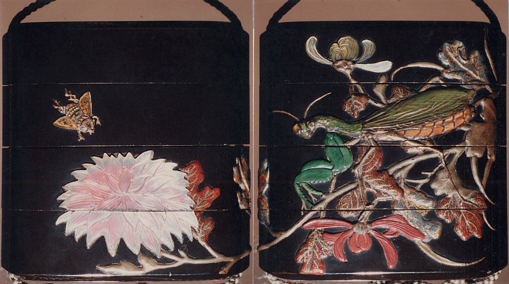 Case Inr with Design of Chrysanthemum and Bee obverse Praying Mantis reverse by  - Classic Art canvas print