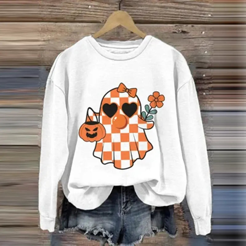Halloween Pumpkin Ghost Autumn Printed Women's Sweatshirt