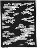 Stencil with Pattern of Pines with Streams or Mist by  - Classic Art canvas print