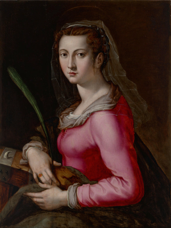 Portrait of a Woman as Saint Catherine by Pier Francesco Foschi (Italian, 1502–1567) - Classic Art canvas print