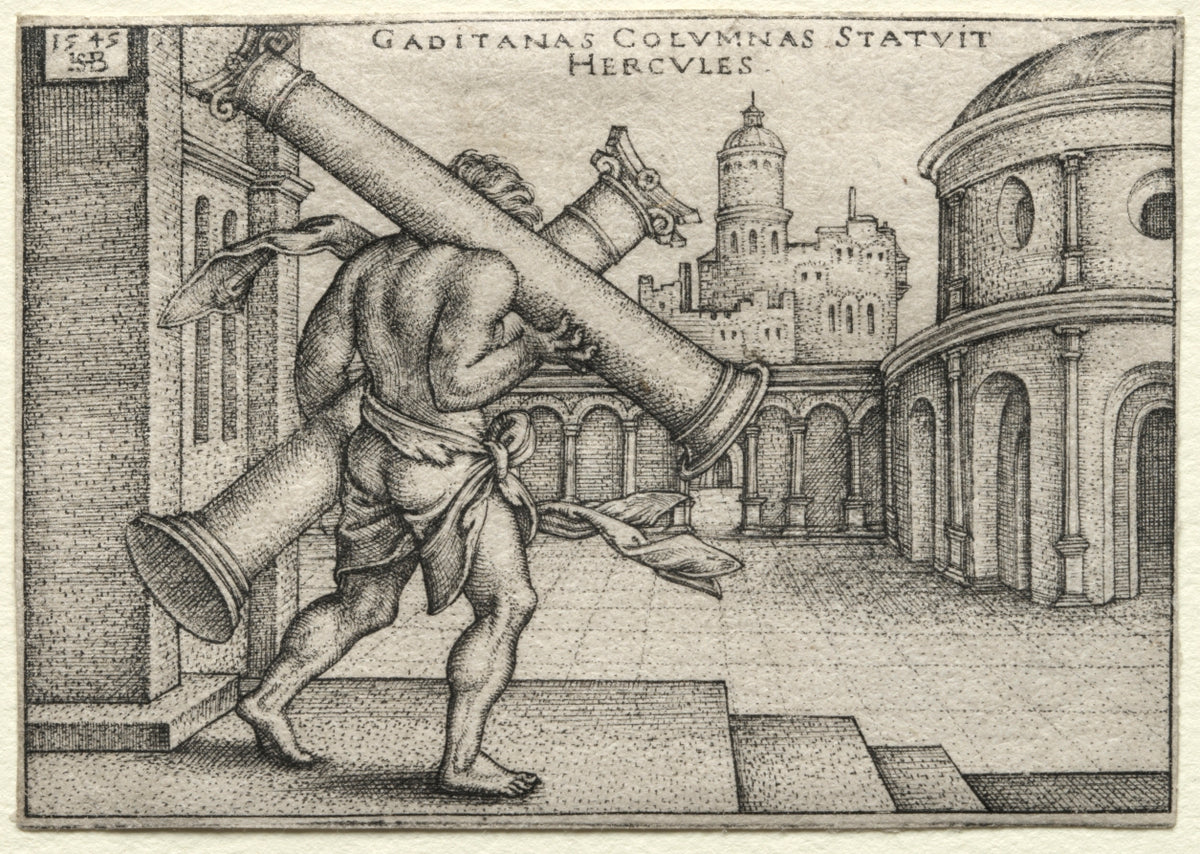 The Labors of Hercules Hercules and the Columns of Gades by Hans Sebald Beham (German, 1500–1550) - Classic Painting canvas print