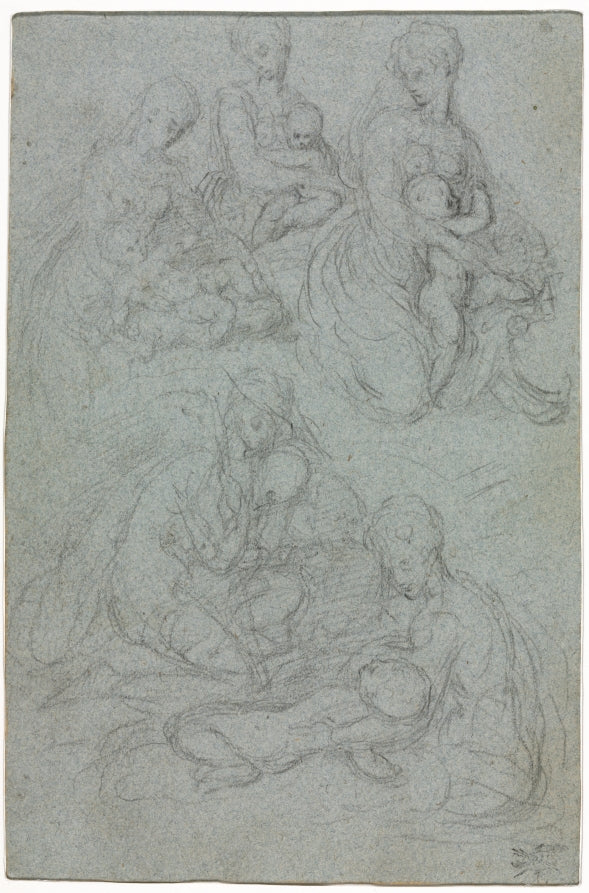 Sketches of Virgin and Child by Giulio Campi (Italian, c. 1500–1572) - Classic Art canvas print
