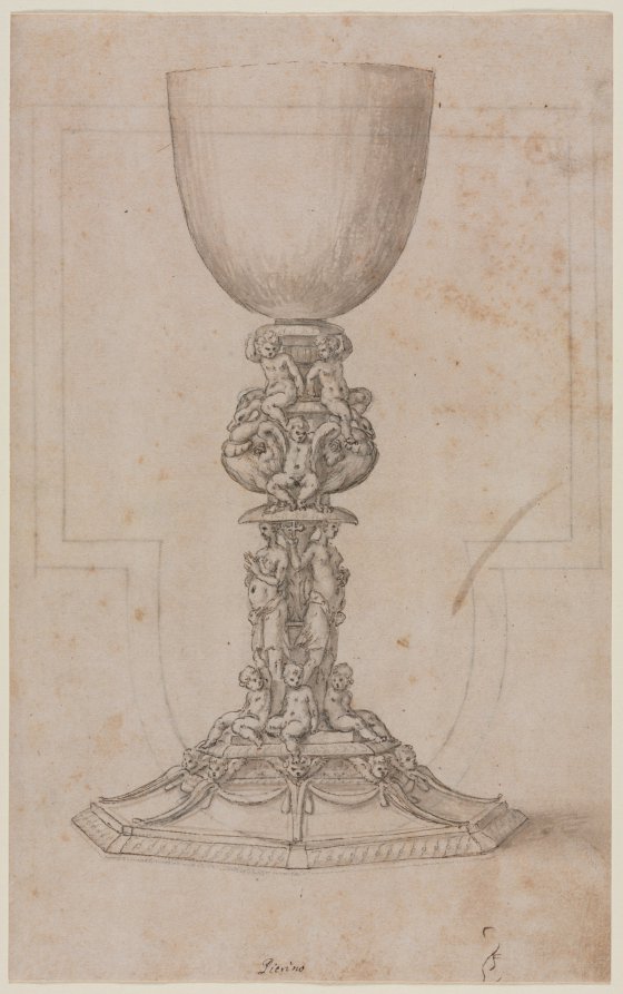 Design for a Chalice recto by Luzio Romano (Italian, active 1528–75) - Classic Art canvas print