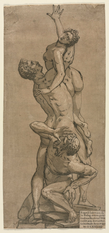 The Abduction of a Sabine Woman by Andrea Andreani (Italian, about 1558–1610) - Classic Art canvas print