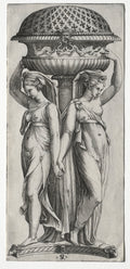 The Cassollette Women Supporting an Urn by Marco Dente (Italian, c. 1486–1527) - Classic Painting canvas print