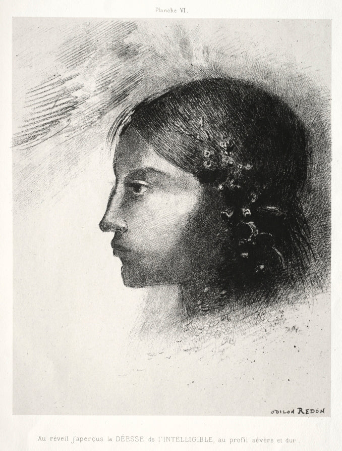 Upon Awakening I Saw the Goddess of the Intelligible with Her Severe and Hard Profile by Odilon Redon (French, 1840–1916) - Symbolist canvas print