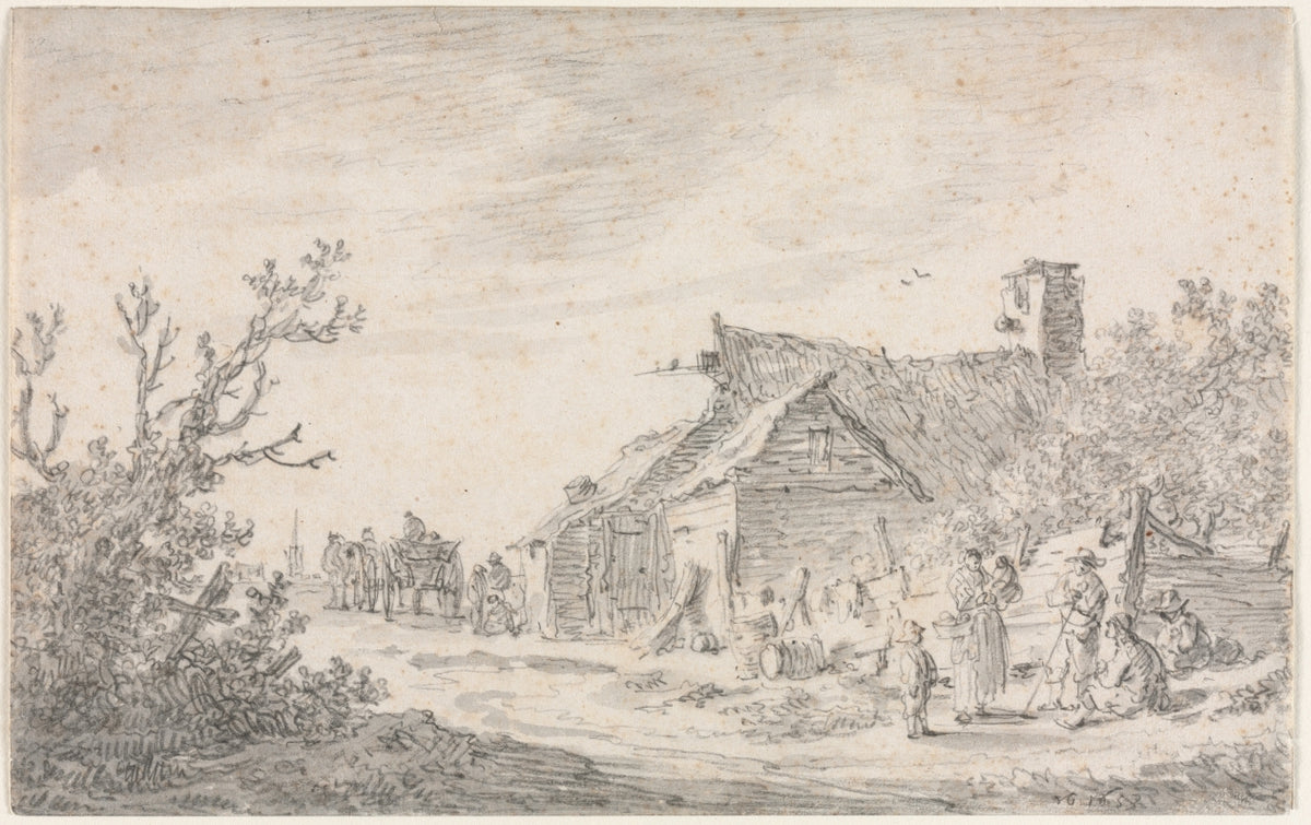Landscape with a Cottage and Figures by Jan van Goyen (Dutch, 1596–1656) - Classic Painting canvas print
