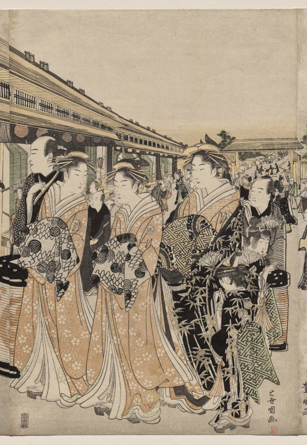Courtesans Promenading on the Nakanoch by Utagawa Toyokuni (Japanese, 1769–1825) - Classic Painting canvas print