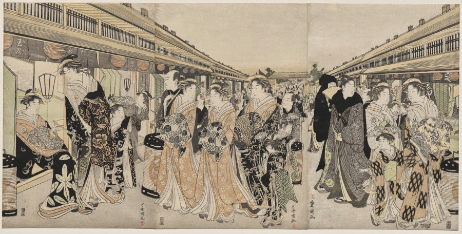 Courtesans Promenading on the Nakanoch by Utagawa Toyokuni (Japanese, 1769–1825) - Classic Painting canvas print