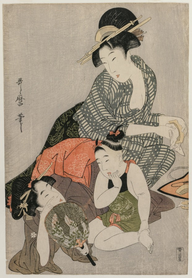 Cleaning Combs by Kitagawa Utamaro (Japanese, c. 1754–1806) - Classic Painting canvas print