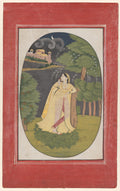 The heroine who waits anxiously for her absent lover Utka Nayika by  - Classic Art canvas print