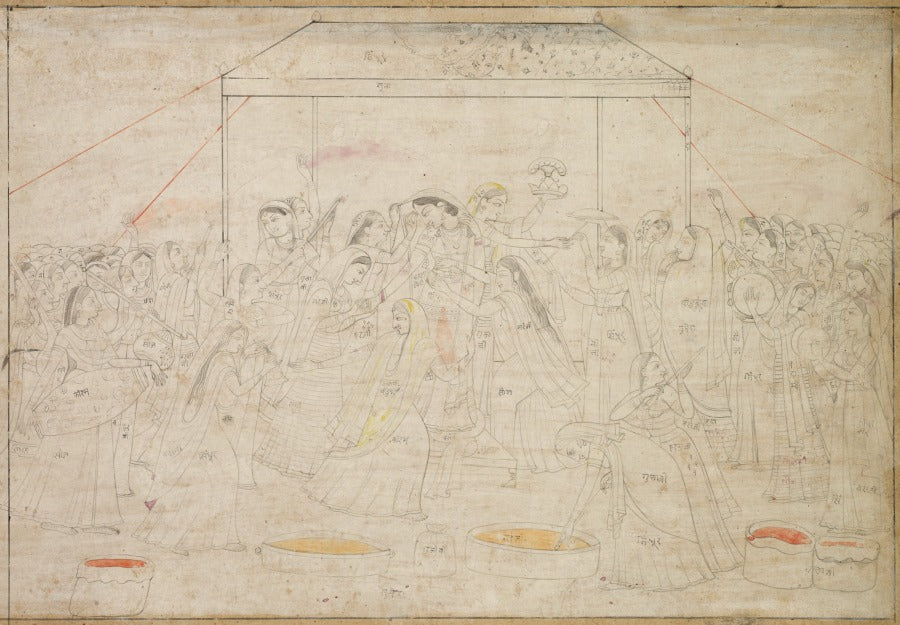 Krishna being dressed in womens clothes for the spring festival Holi by  - Classic Art canvas print