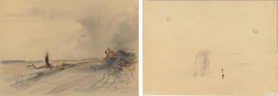 Devastated Land recto Figures in a Landscape verso by Jean Louis Forain (French, 1852–1931) - Classic Painting canvas print
