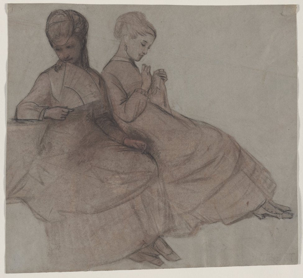 Two Young Women Seated by Lucien Simon (French, 1861–1945) - Classic Painting canvas print