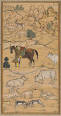 Akbar Mounting his Horse page from the Chester Beatty Akbar Nama History of Akbar by Sur Das Gujarati (Indian, active 16th century) - Classic Art canvas print