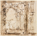 Pair of Drawings Sketch of the Labyrinth of the Villa Pisani  and Piazza San Marco with Doges' Palace by Francesco Guardi (Italian, 1712–1793) - Classic Painting canvas print
