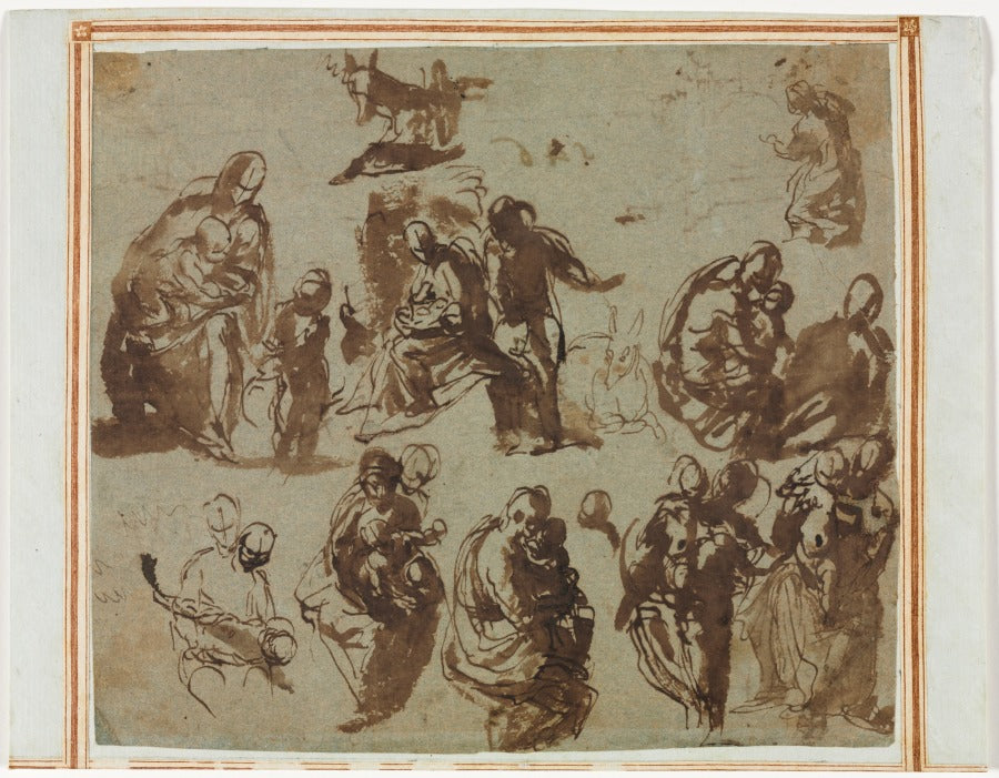 Various Sketches of the Madonna and Child recto by Paolo Veronese (Italian, 1528–1588) - Classic Art canvas print