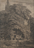Gothic Church among Oaks by Karl Friedrich Schinkel (German, 1781–1841) - Classic Painting canvas print
