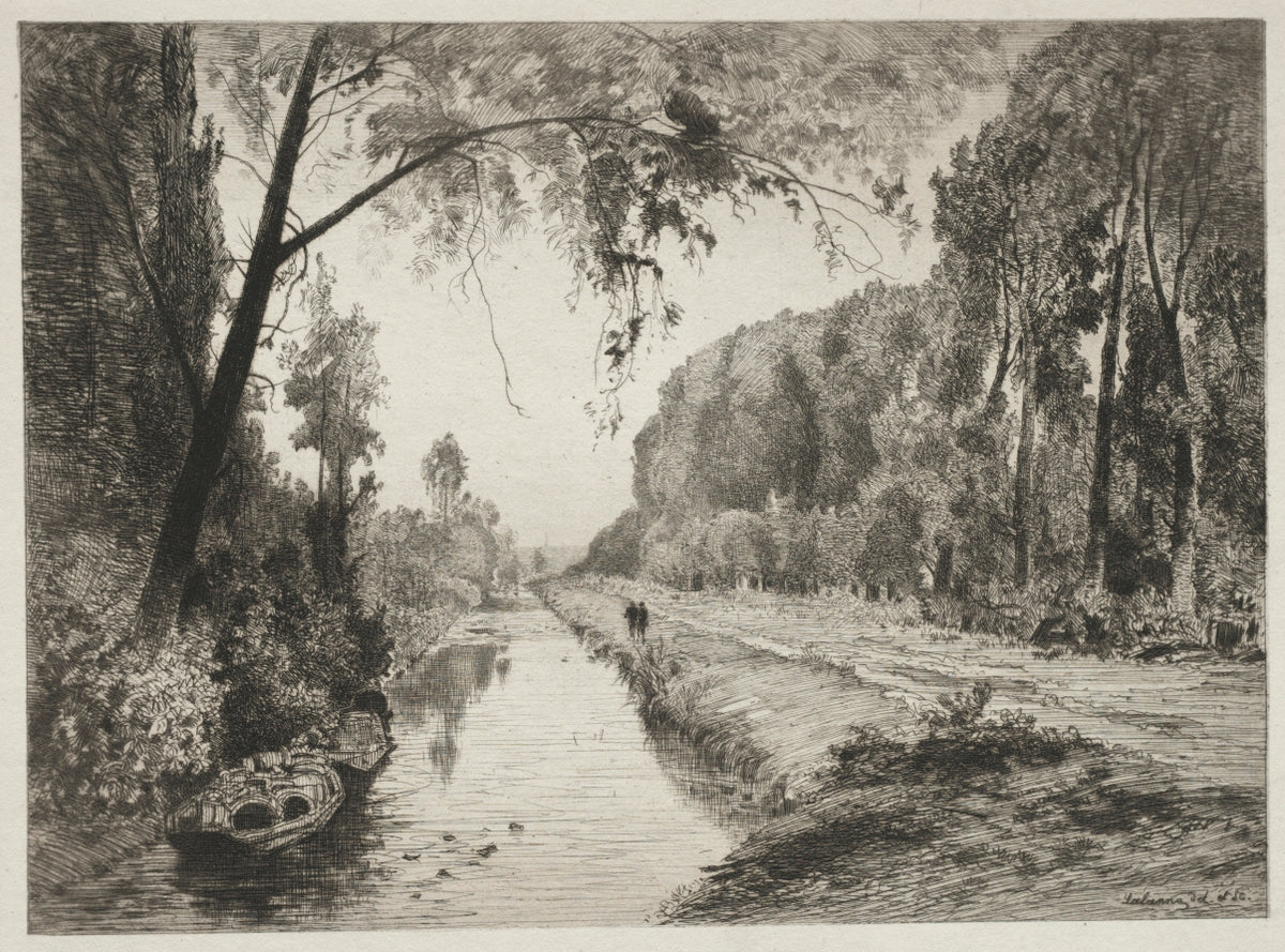 Canal at Pont Sainte-Maxence by Maxime Lalanne (French, 1827–1886) - Classic Painting canvas print