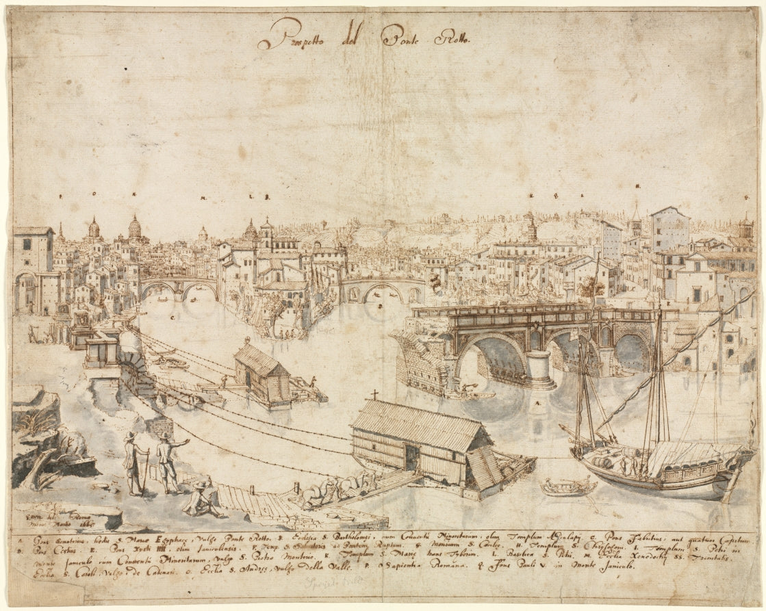 Eighteen Views of Rome The Ponte Rotto by Lievin Cruyl (Flemish, c. 1640-c. 1720) - Classic Painting canvas print