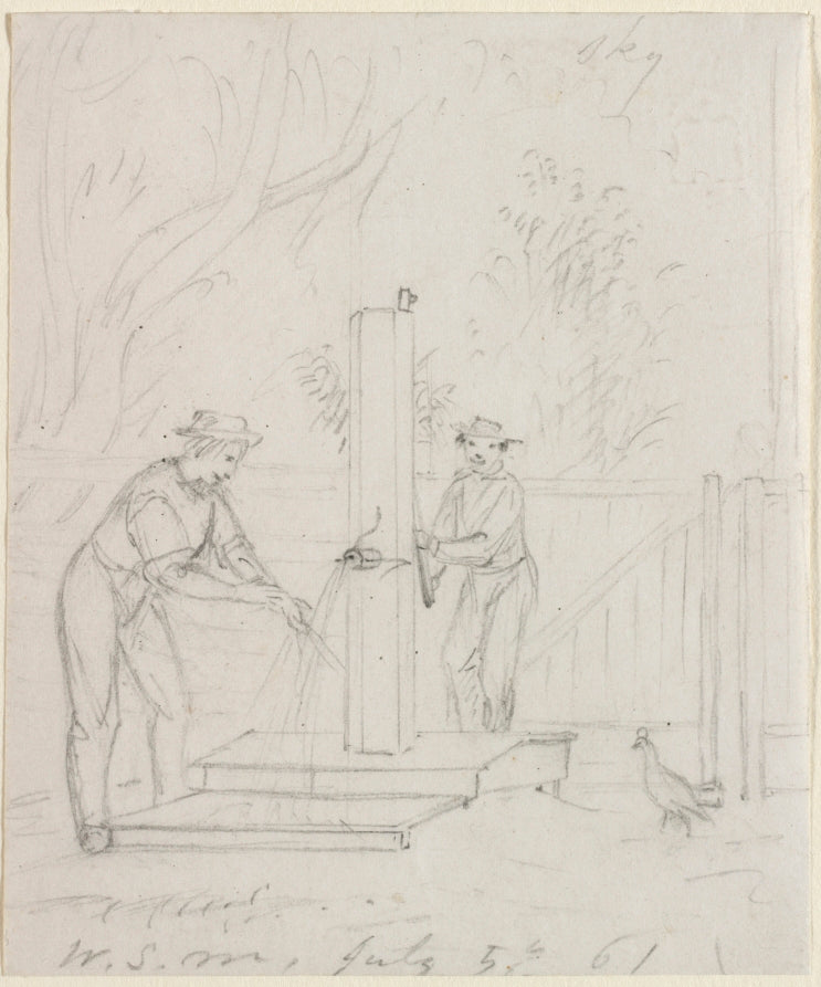 At the Pump by William Sidney Mount (American, 1807–1868) - Classic Painting canvas print