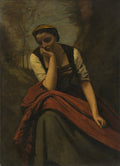 Woman Meditating by Jean Baptiste Camille Corot (French, 1796–1875) - Realist canvas print