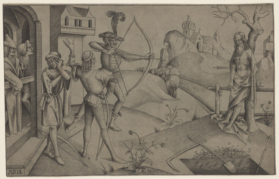 The King's Sons Shooting at their Dead Father's Body by Mair von Landshut (German, active about 1484–1520) - Classic Art canvas print