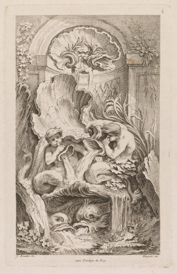 No. 6 Fountain with Two Tritons Blowing Conch Shells by Gabriel Huquier (French, 1695–1772) - Classic Art canvas print