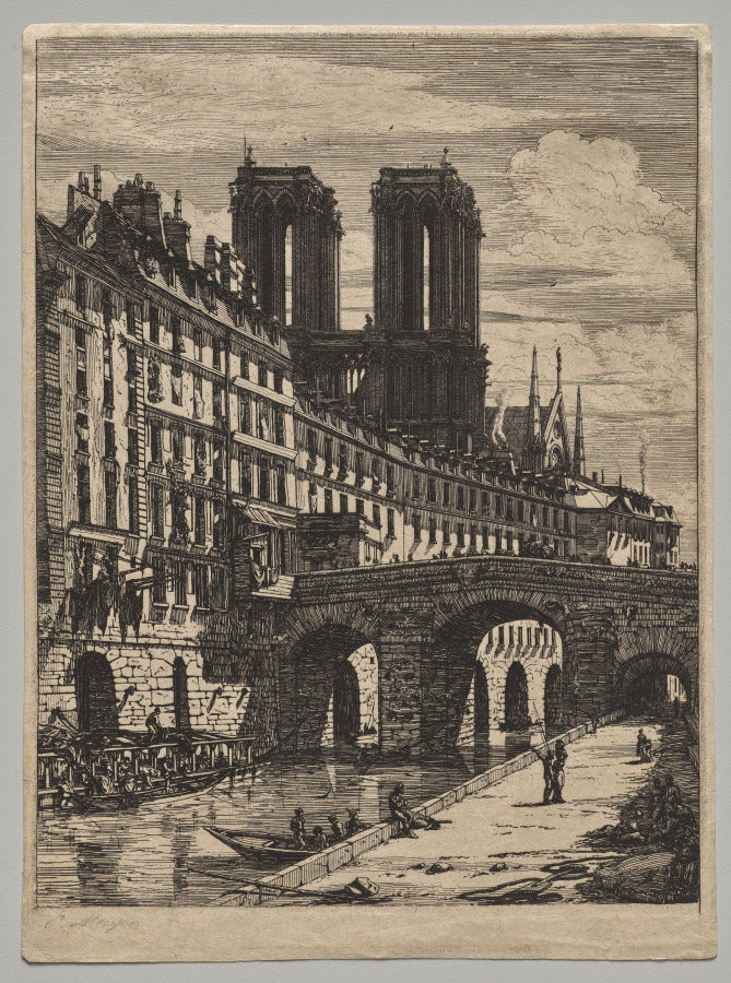 The Petit Pont by Charles Meryon (French, 1821–1868) - Classic Art canvas print