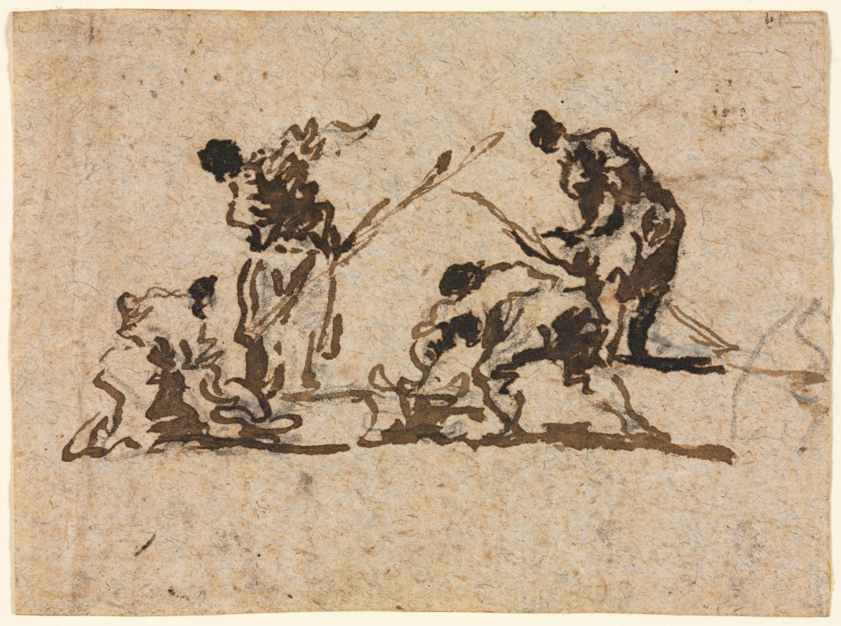 Farmers and Fisherman Working by Francesco Guardi (Italian, 1712–1793) - Classic Painting canvas print