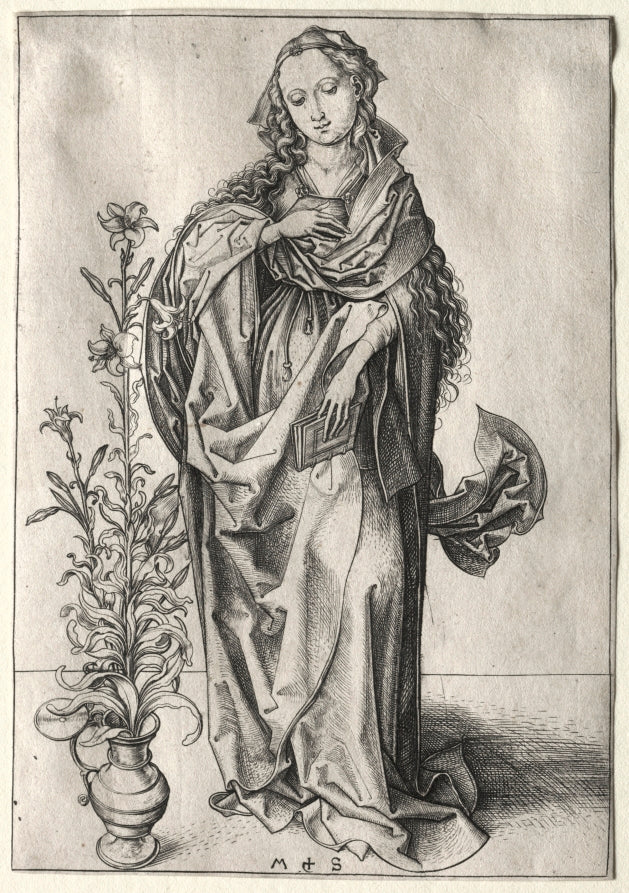 The Virgin of the Annunciation by Martin Schongauer (German, c. 1450–1491) - Classic Painting canvas print