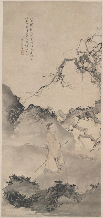 The Poet Lin Bu Wandering in the Moonlight by Du Jin (Chinese, 1446–c. 1519) - Classic Art canvas print