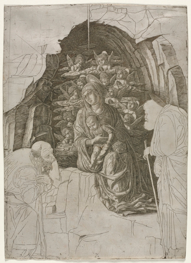 Virgin and Child in the Grotto Adoration of the Magi by Premier Engraver (Italian, active about 1500) - Classic Art canvas print