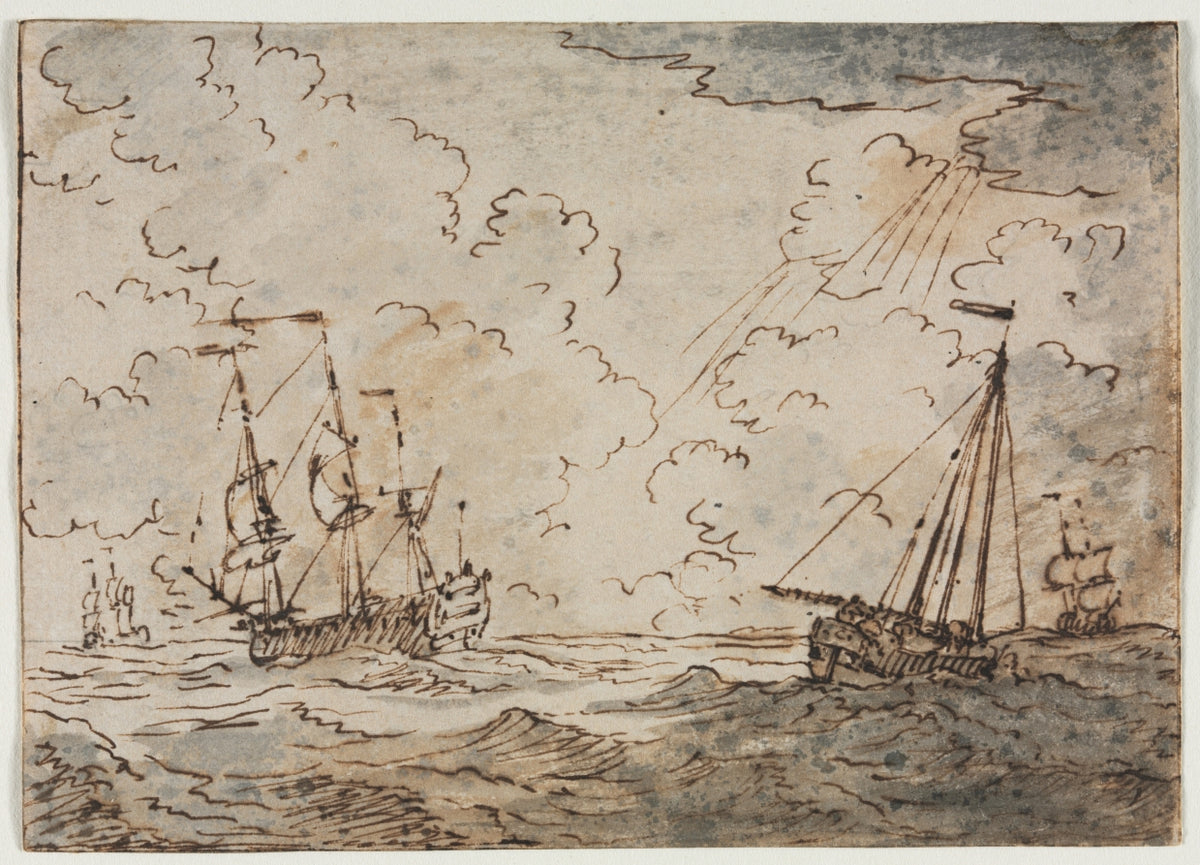 Ships at Sea by Ludolf Backhuysen (Dutch, 1631–1708) - Classic Painting canvas print