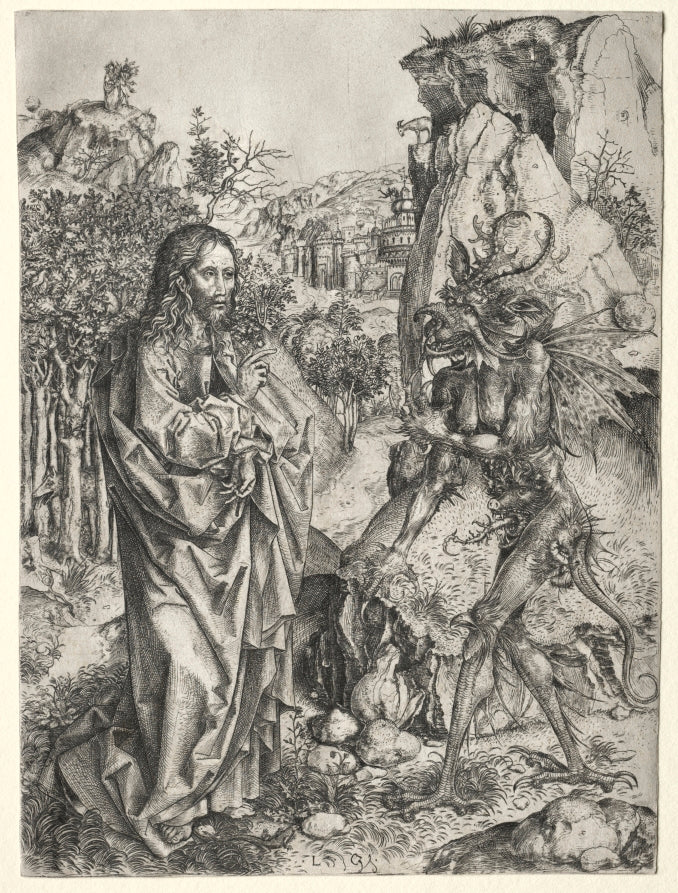 The Temptation of Christ by Master L Cz (German) - Classic Painting canvas print
