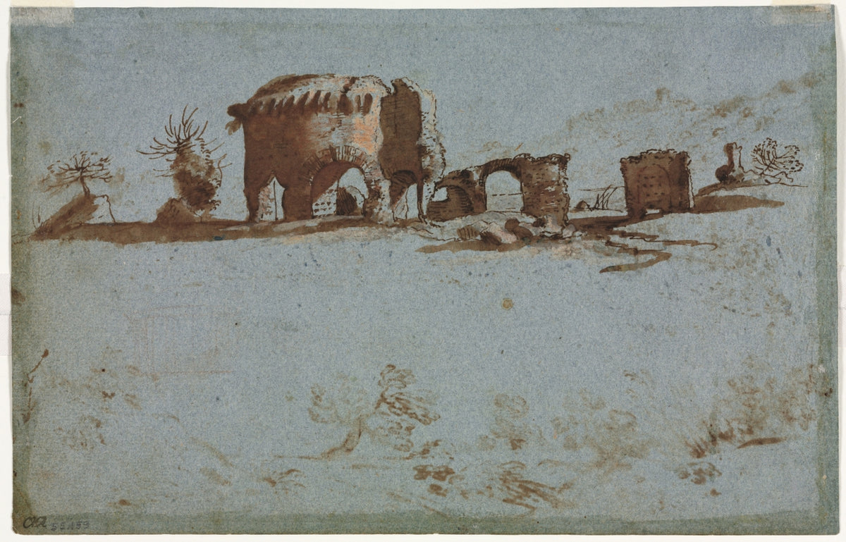 Small Group of Roman Ruins verso by  - Classic Painting canvas print