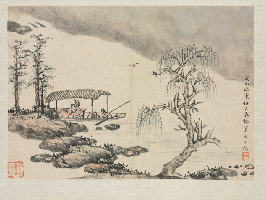 Landscape Album in Various Styles Pleasure in a Mountain Brook by Zha Shibiao (Chinese, 1615–1698) - Classic Art canvas print