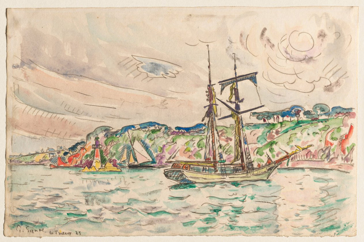 Ships near the Trieux River by Paul Signac (French, 1863–1935) - Classic Painting canvas print