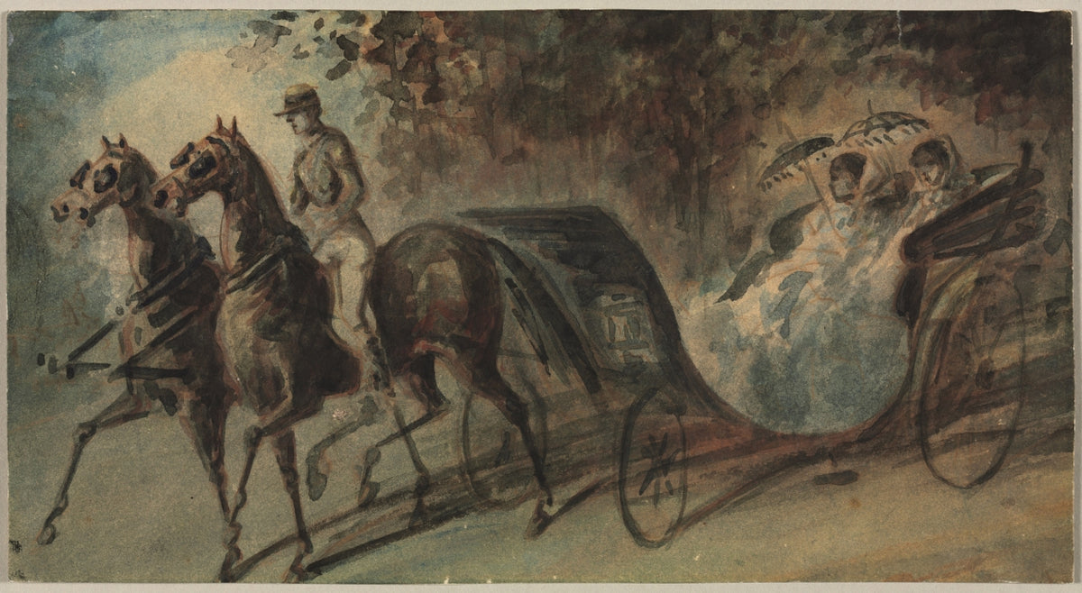 Carriage in the Bois de Boulogne by Constantin Guys (French, 1805–1892) - Classic Painting canvas print