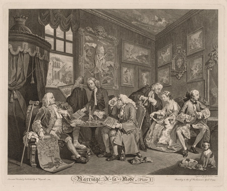 The Marriage Settlement, Plate 1 by Gérard Jean-Baptiste Scotin II (French, 1698–1760) - Classic Art canvas print