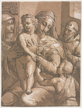 Virgin and Child with St. John, St. Catherine of Siena and St. Francis by Andrea Andreani (Italian, about 1558–1610) - Classic Art canvas print