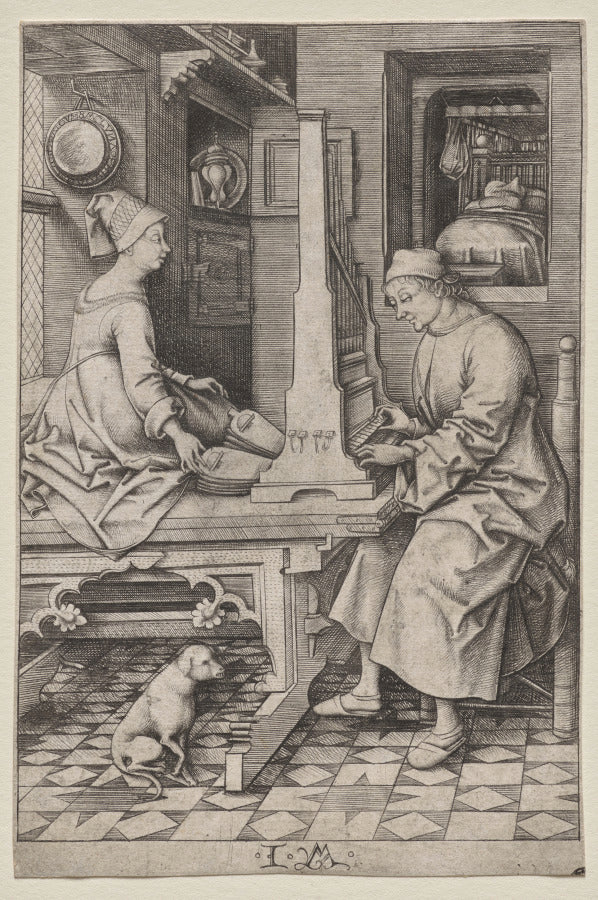 The Organ Player and His Wife by Israhel van Meckenem (German, c. 1440–1503) - Classic Painting canvas print