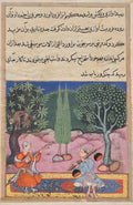 The invention of musical instruments from the intestines of a monkey, from a Tuti-nama Tales of a Parrot Fourteenth Night by  - Classic Art canvas print